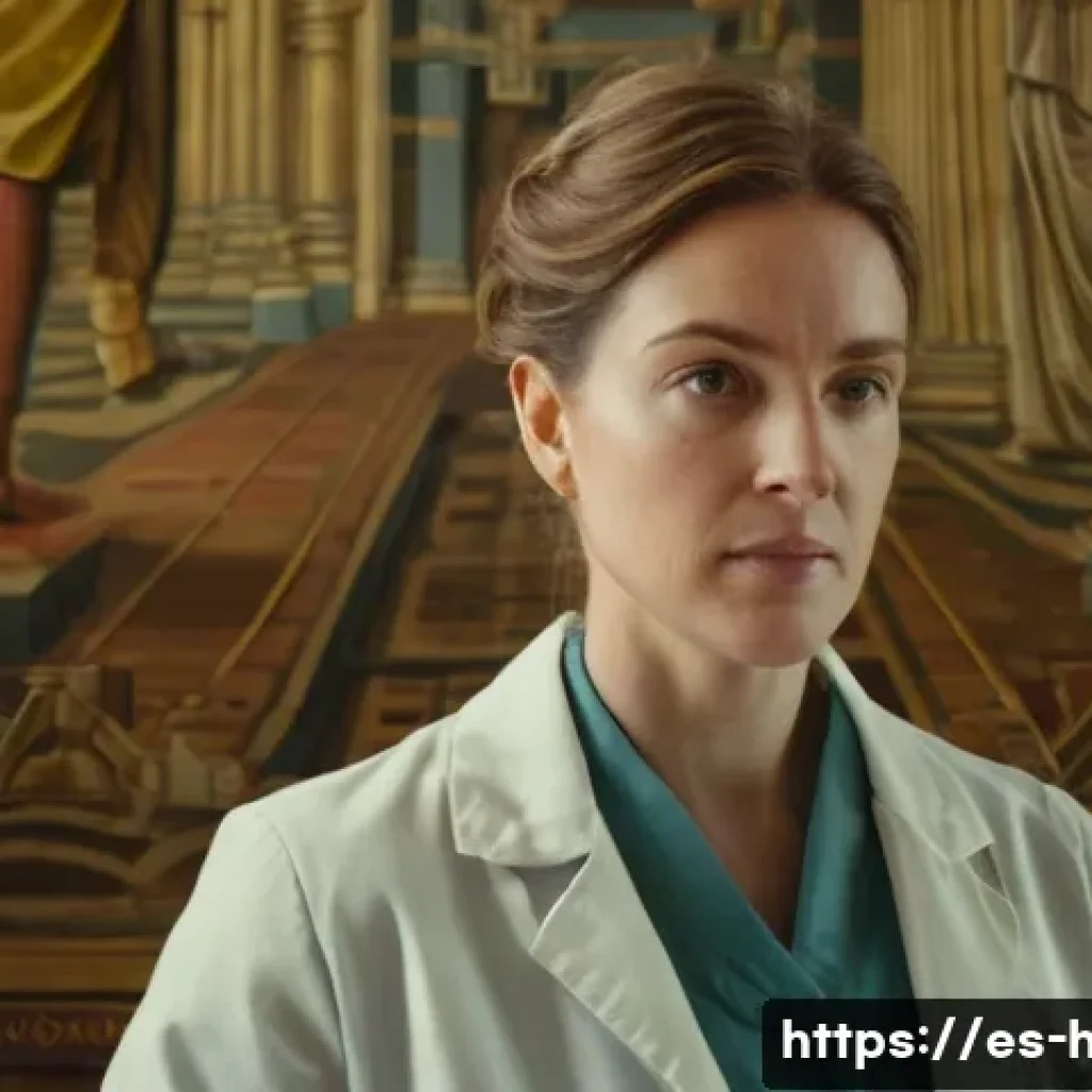 문화재수리기술자 실무 경험 공유 - **Prompt:** A close-up, highly detailed shot of a skilled art conservator, a woman in her late 30s, ...