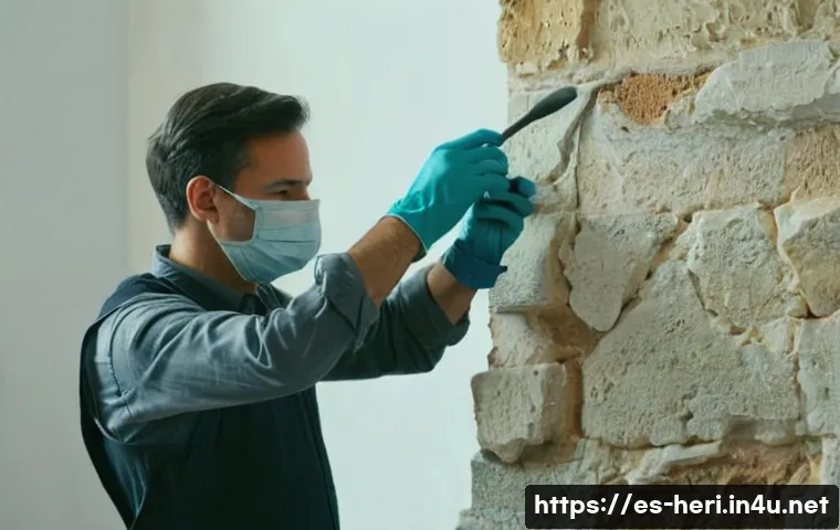문화재수리기술자 실기시험에서 피해야 할 실수 - A skilled restoration technician carefully examining a limestone surface in a historic Spanish build...