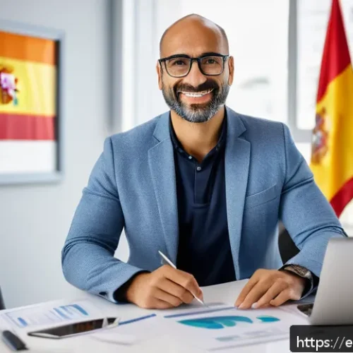 Home 32 문화재수리기술자 연봉협상 팁 - A professional mid-career restoration technician in Spain, wearing smart casual attire with a visibl...