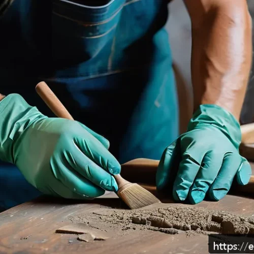 Home 31 문화재수리기술자 실기시험 꿀팁 - A detailed close-up scene of an artisan carefully restoring a historic wooden artifact in a well-lit...